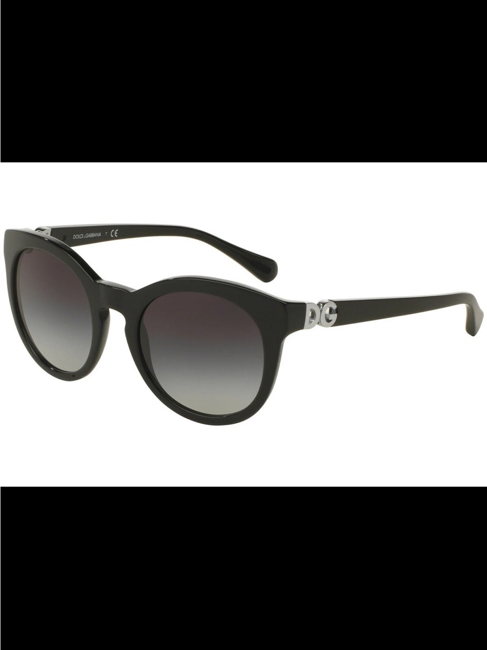 Dolce & Gabbana Black Round Frame Sunglasses with Silver DG Accents